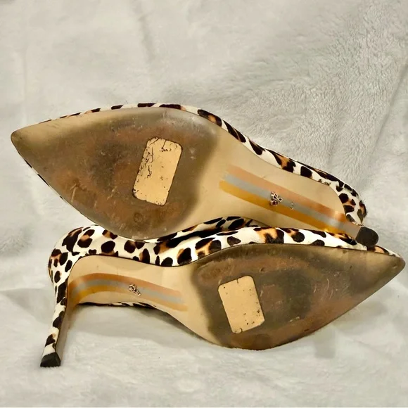 Sam Edelman Hazel Pointed Toe Calf Hair Leopard Print Pumps - Picture 8 of 15